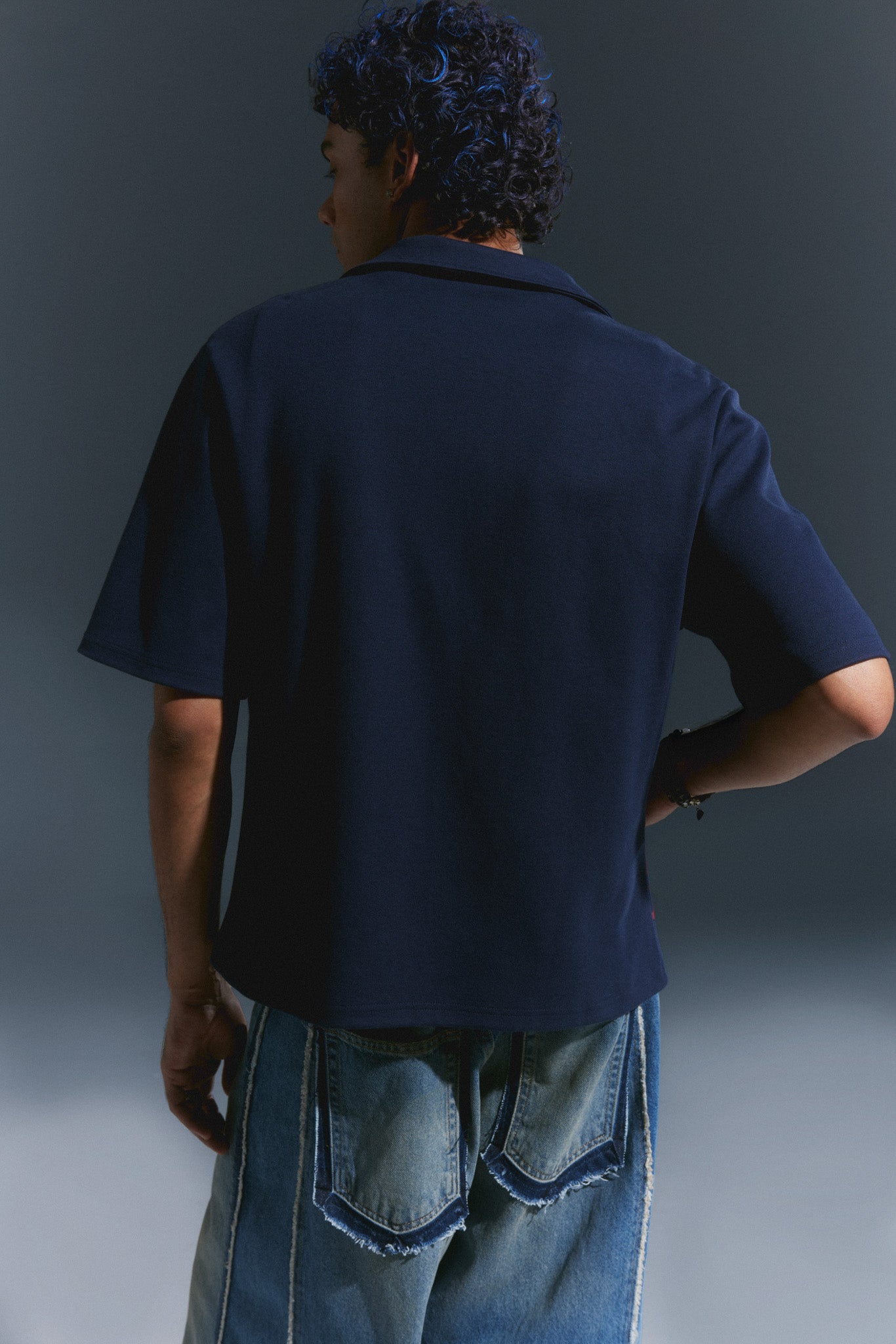 Navy Double Breasted Shirt