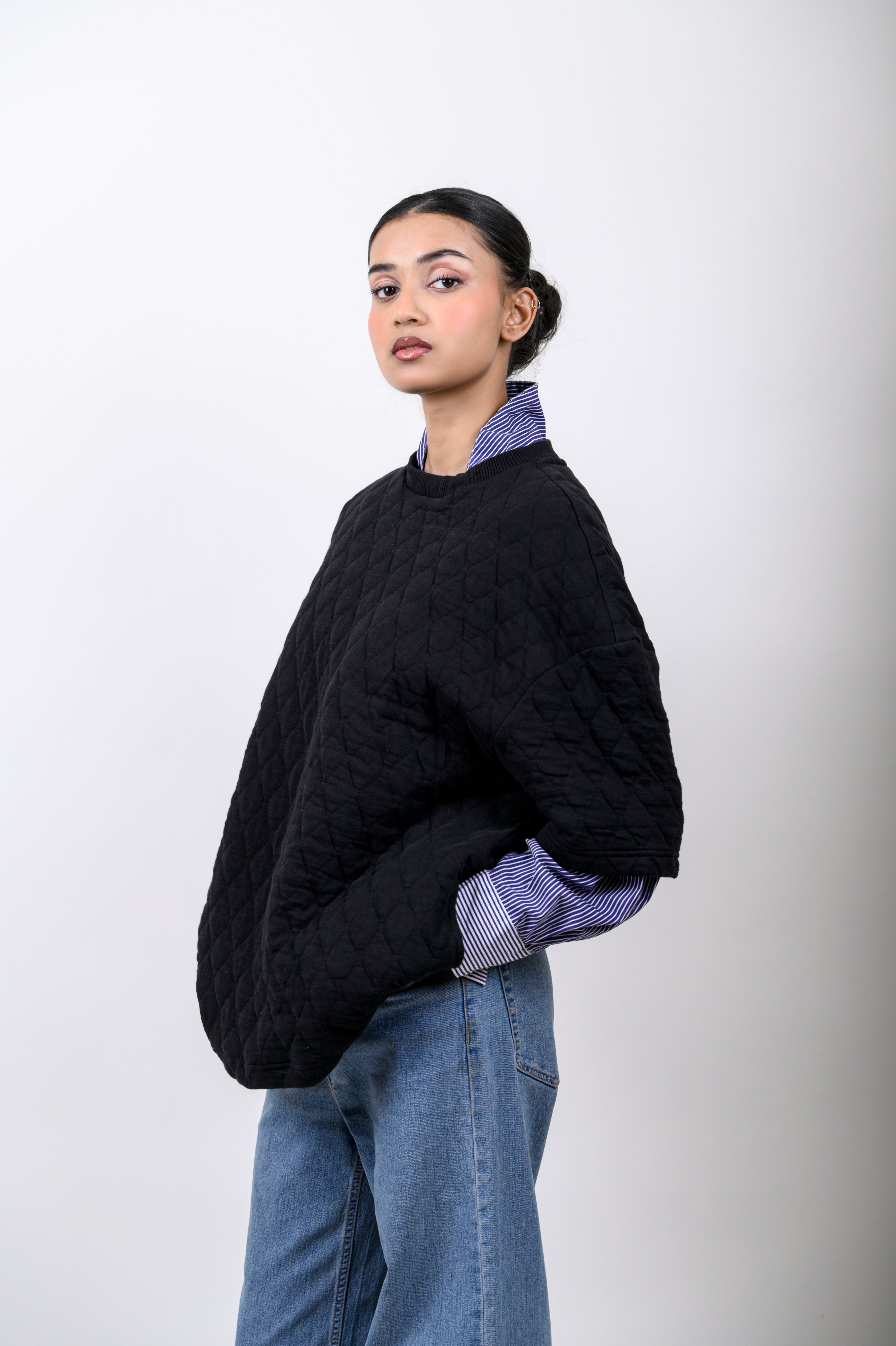 Black Quilted Tee