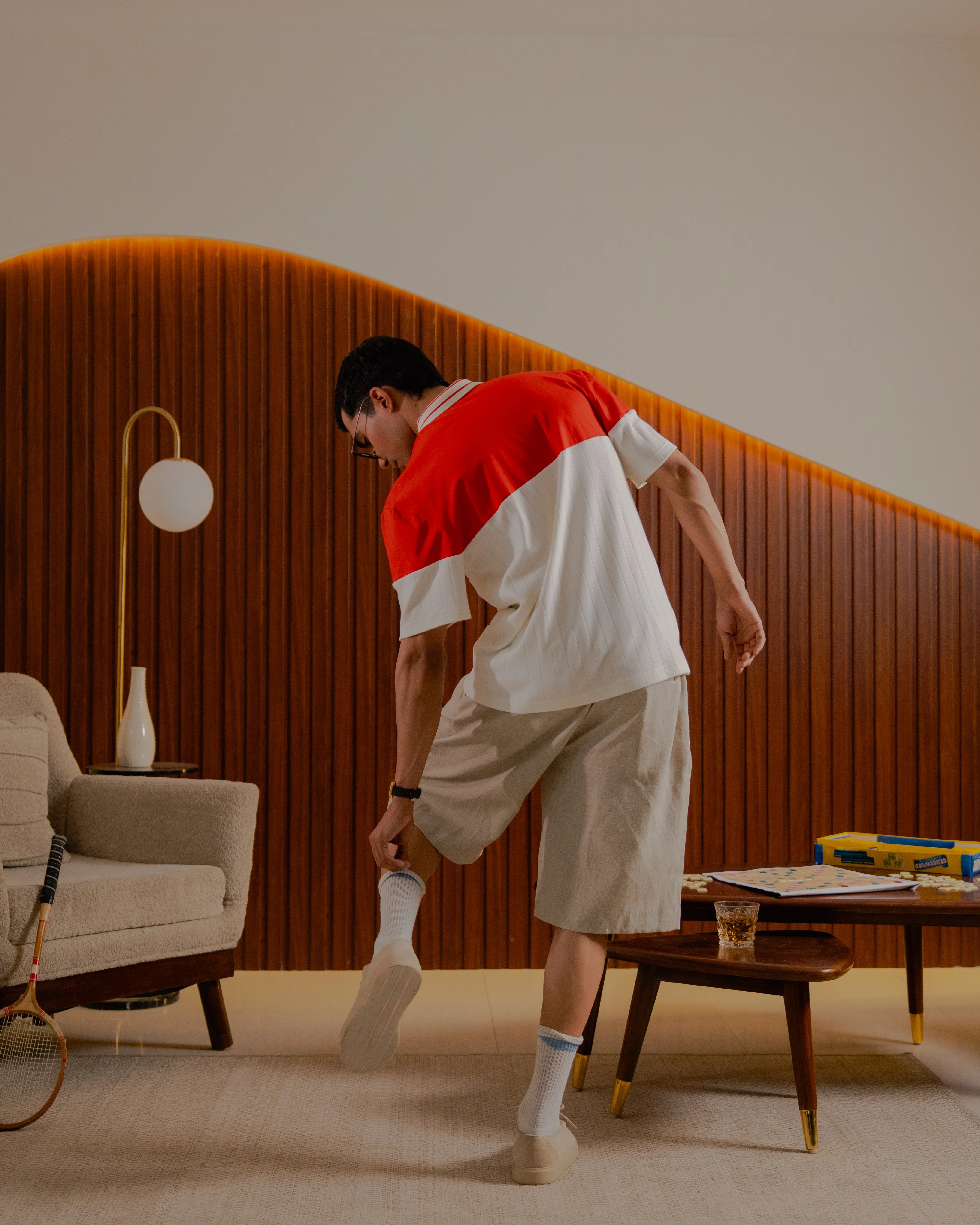 Brun Polo Club - Red & Off White