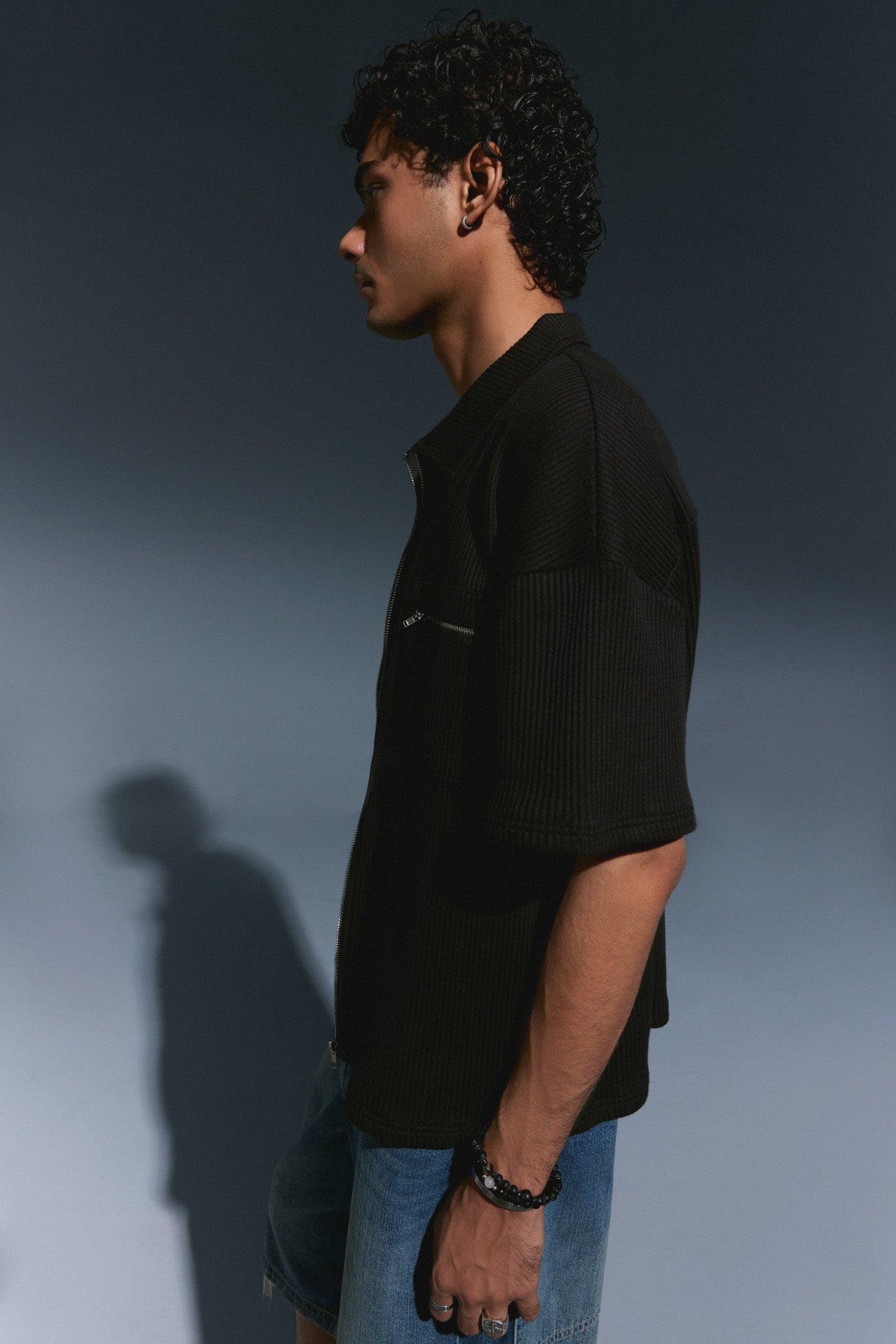 Black Ribbed Shirt