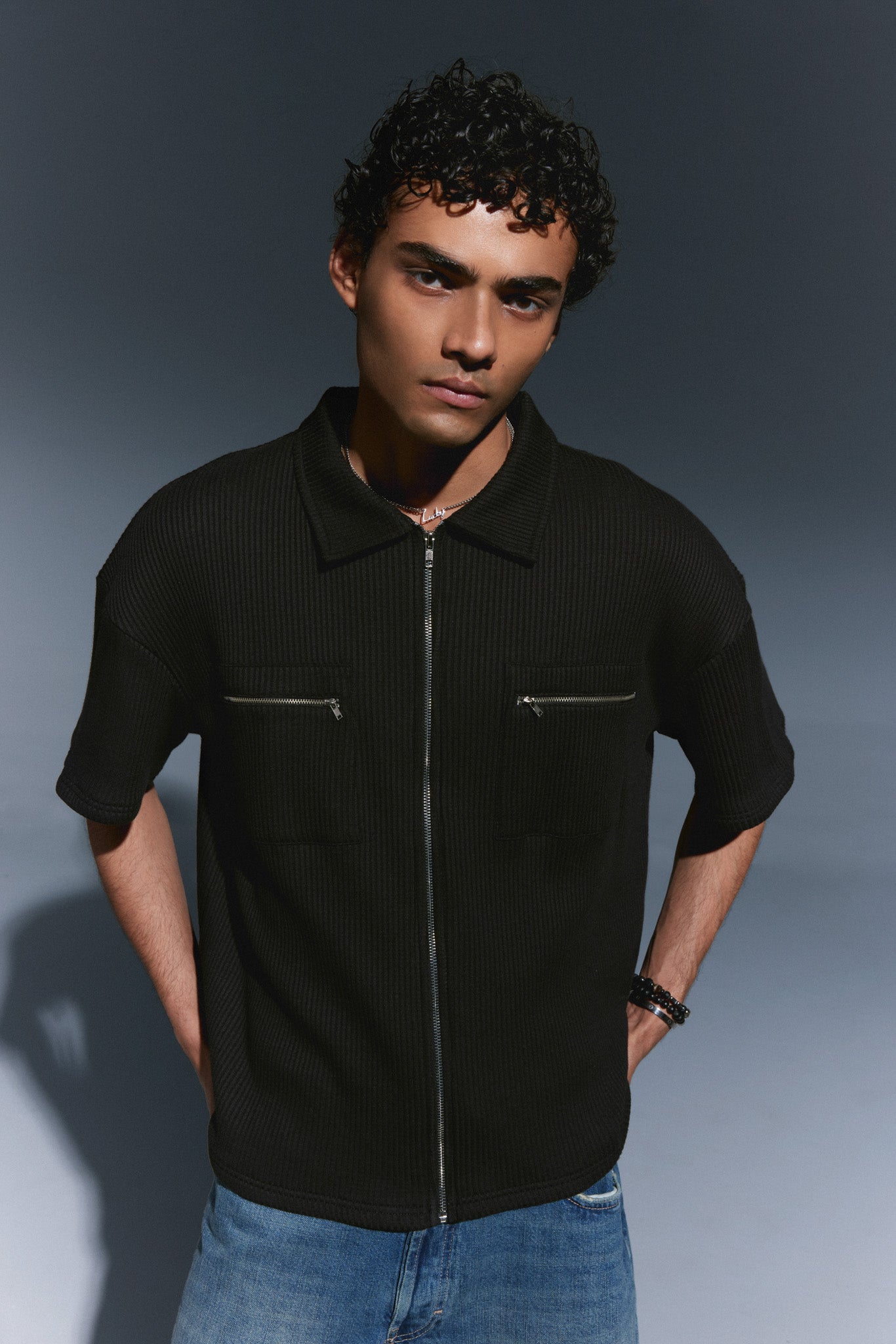 Black Ribbed Shirt