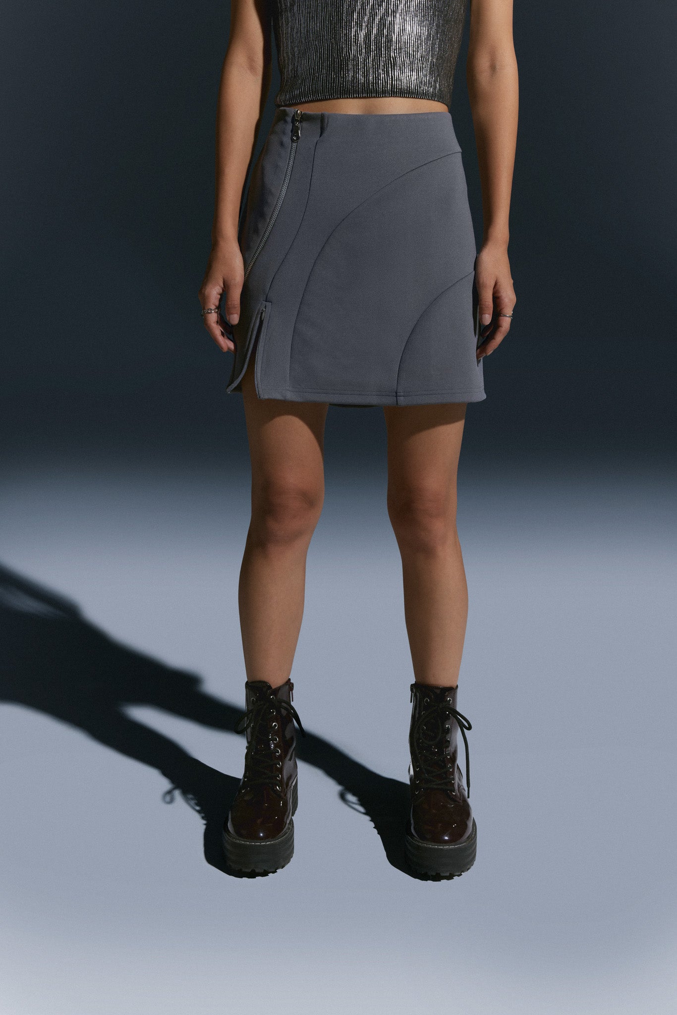 Grey Scuba Skirt