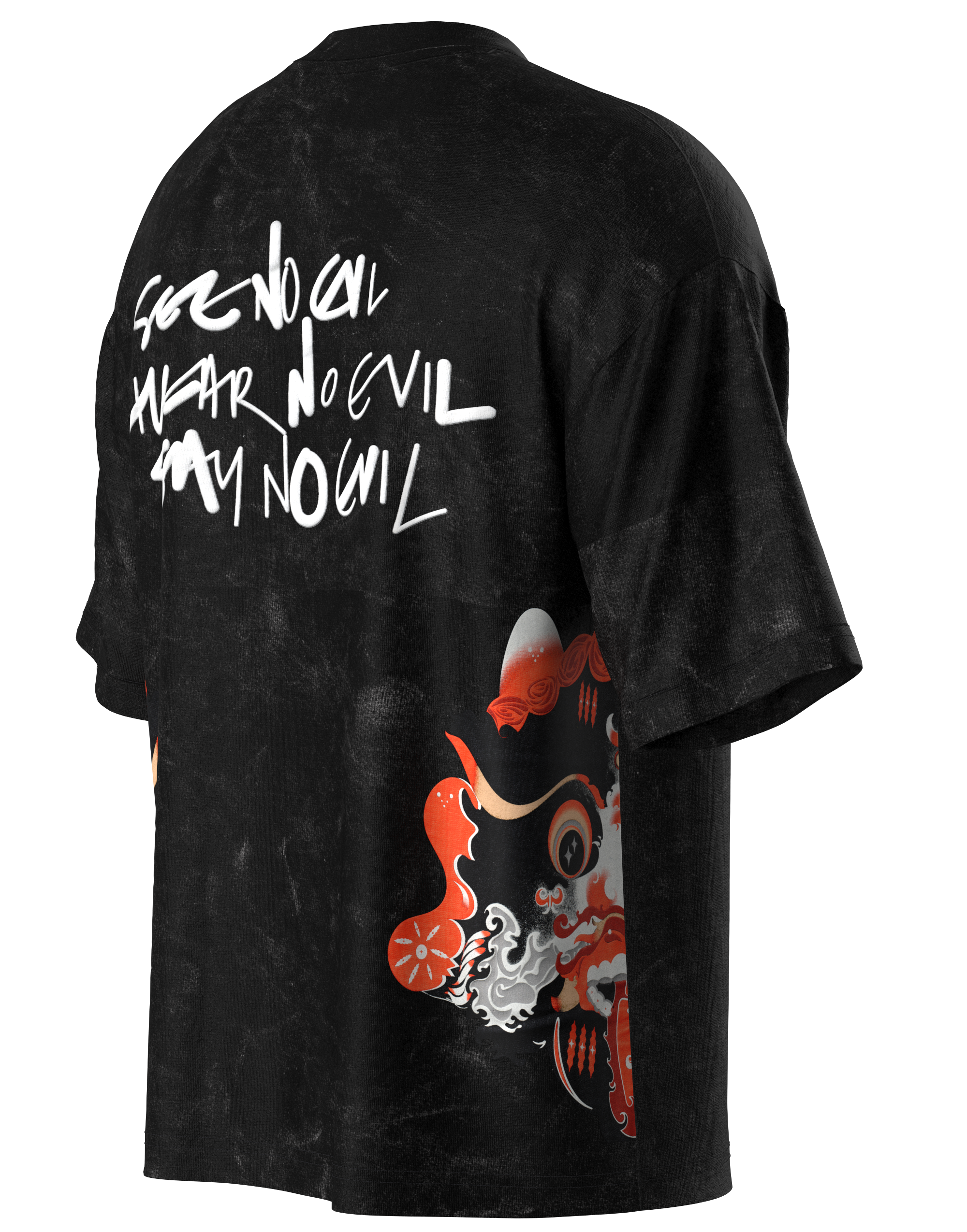 Drishti Bommai - Acid Wash Printed Half Face Tee